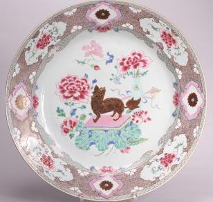 Chinese famille rose charger, 18th C.