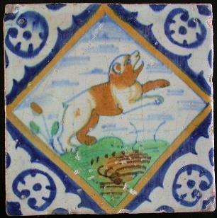 Dutch polychrome tile, 17th C.