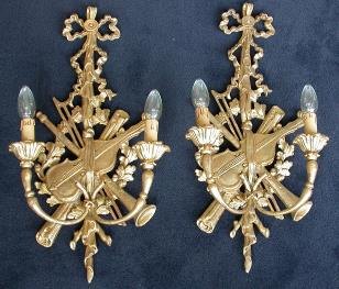 Louis XVI style wall appliques, 20th C.